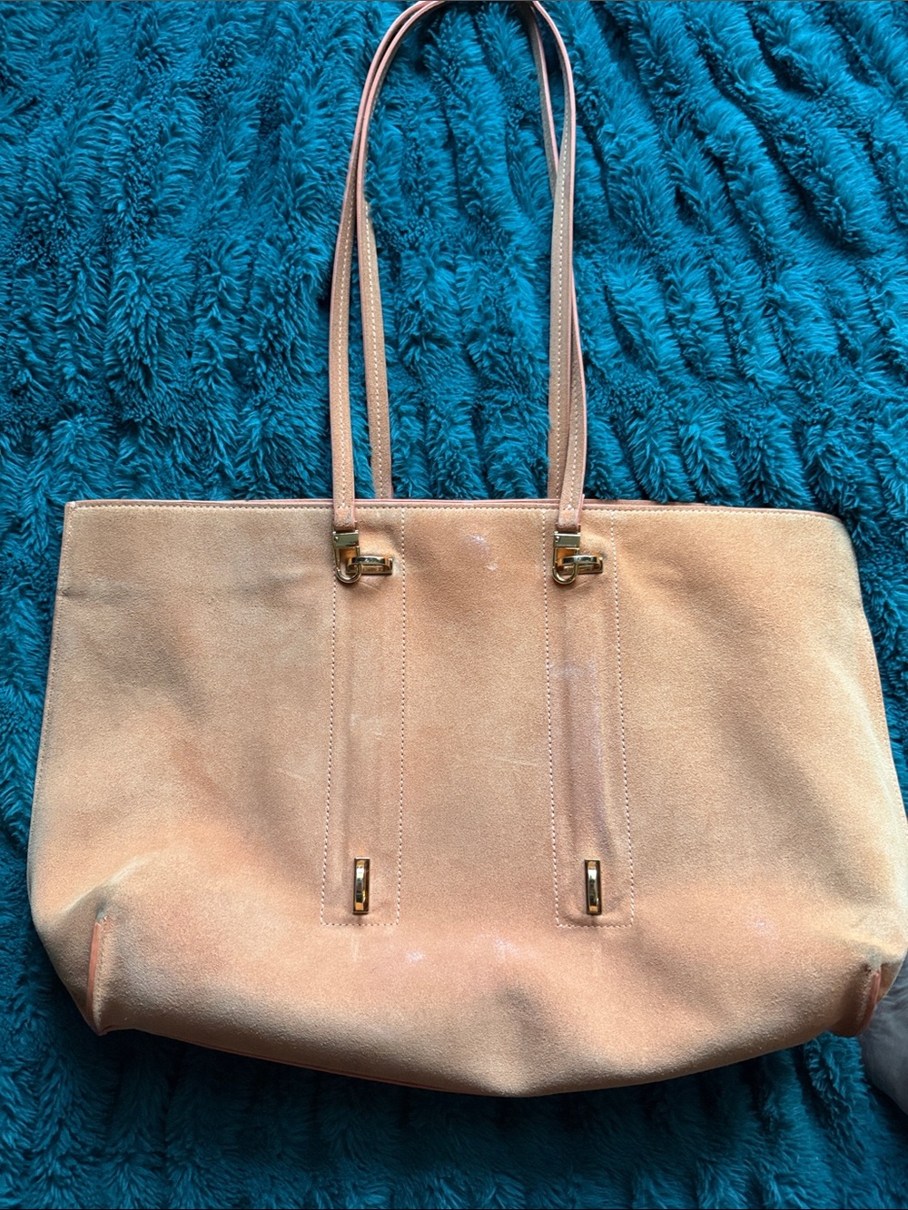 Coccinelle Peach Suede Tote Bag with Gold Hardware- Make an Offer!